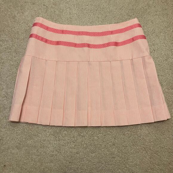Striped pleated mini skirt with bows vintage Molly B - Picture 2 of 6